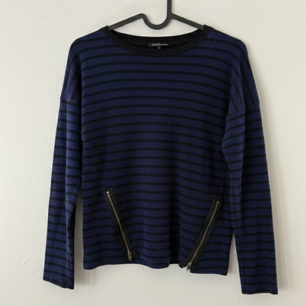 ZARA Stripped Long Sleeve Top with Zippers